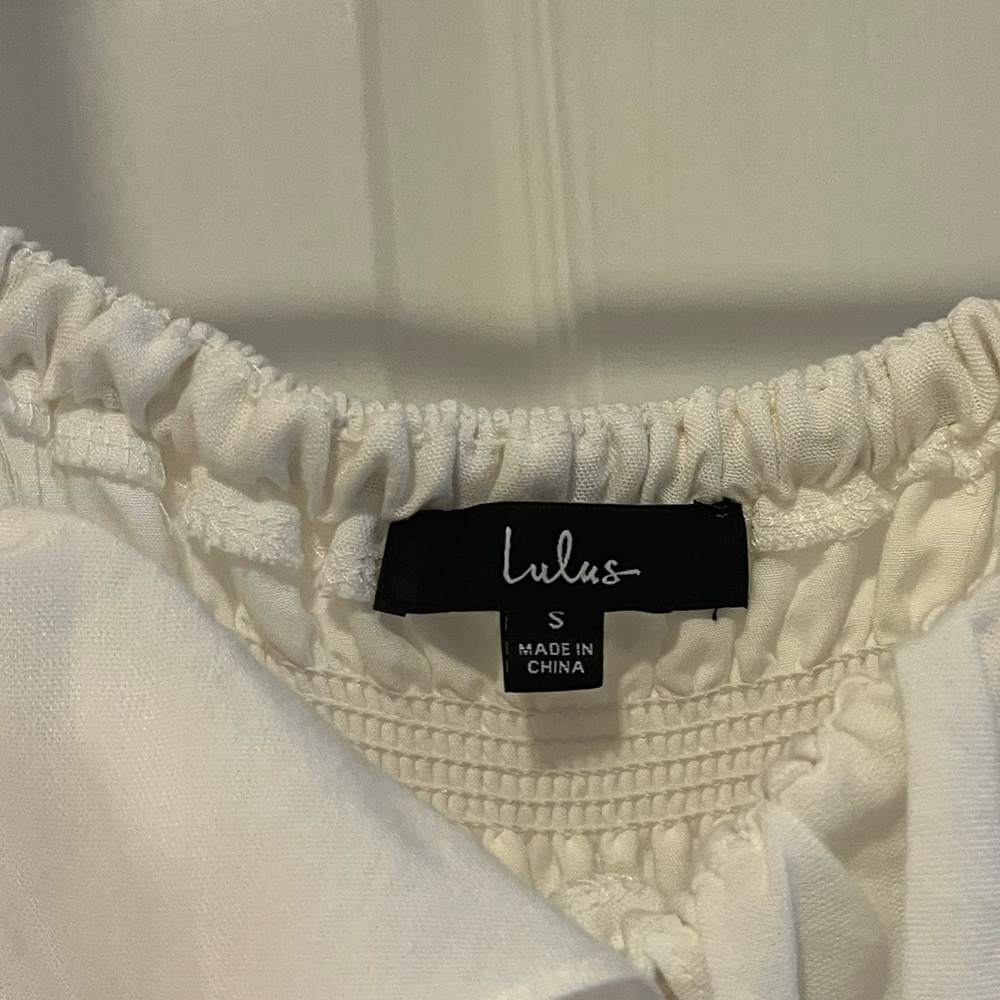 Lulus White Square Neck Puff Sleeve Babydoll Dress- size small - Picture 3 of 3